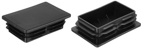 sourcing map 2 Pcs Rectangle Tubing End Caps 4 3/4 x 3 5/32 Inch Plastic Hole Plugs Insert End Cap for Metal Tubing Post Chair Leg Table Bookshelves Furniture, Black