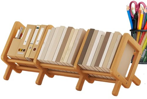 Generisch Desktop -, Desktop -Bücher,Holzkippen Bücher- Einstellbarer Buchstandstand, Multifunktionaler platzsparender Organisation für Home Library Student Tisch Kaffeetisch