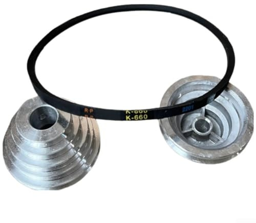 Puupaa Aluminium-Pagoden-Riemenscheiben-Keilriemen-Set für Tischbohrmaschine Z4116-4/5-Schritt-Getrieberad mit K660-Antriebsriemen (18 mm)
