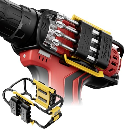 GRENPRO Universal Fit Magnetic Bit Holder for Cordless Drills & Screwdrivers, 8 Bits Storage, Left/Right Mount, Secure Belt Clip Attachment, for Milwaukee, DeWalt, Ridgid, Makita, Bosch, Ryobi, More