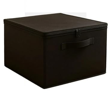 Prendi Home Boîte de rangement pliable en tissu avec fermeture éclair, poignées et couvercle - Organiseur pour armoire - 42 x 35 x 23 cm