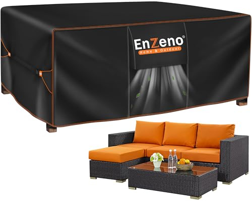 Enzeno Garden Furniture Cover,220X150X90cm Garden Table Cover Waterproof,420D Heavy Duty Oxford Polyester Outdoor Patio Table Covers Rectangular Windproof,Anti-UV for Chair and Table Patio Set Covers