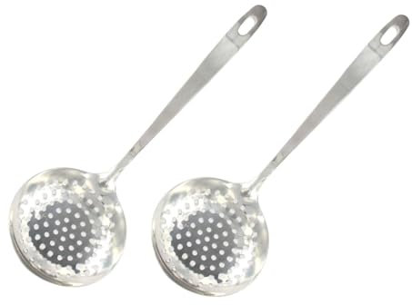 Fackelmann 9317950 Ecumoires, araignée de cuisine, louche à trou, cuillère passoire, ustensile de cuisine, Acier inoxydable, Argent, 32 x 11 cm