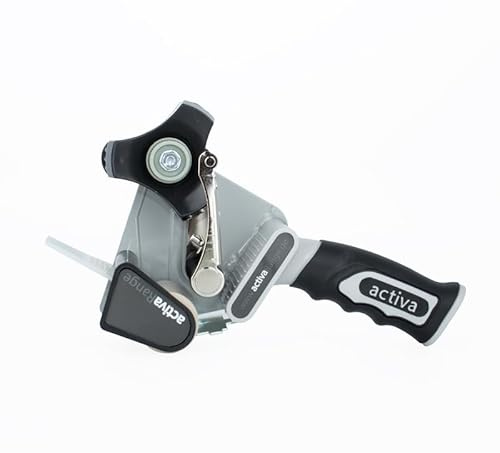 Packbandabroller mit Sicherheitsvorrichtung | Profi-Ausführung | Sicherheits-Handabroller | Low- Noise | Für Paketklebeband mit max. 50 mm Breite