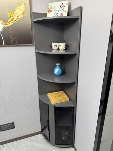 Eckvitrine mit Glastüren und LED-Beleuchtung für Wohnzimmer, Curio und Business Figuren Aufbewahrung, Montage erforderlich