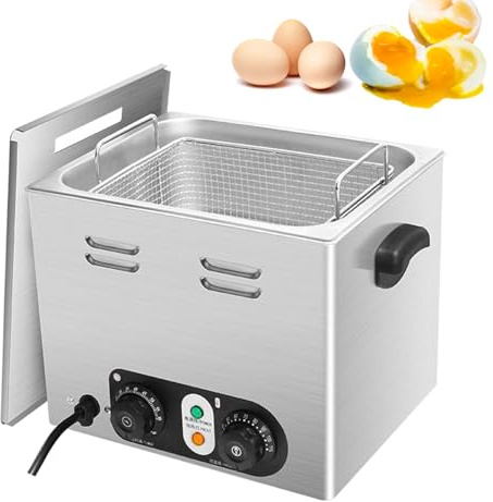 DOJOEUU Cuociuova Professionale da 2600 W, cuociuova Hot Spring in Acciaio Inox con cestello a Rete, Controllo della Temperatura e Timer, Riscaldamento Uniforme, per Uova alla Coque e Semi-sode