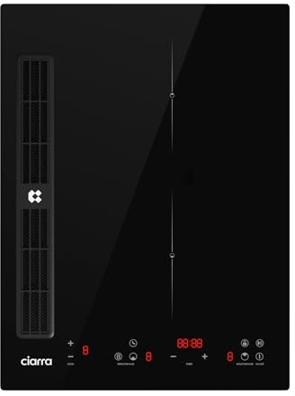 CIARRA ONE Placa de Inducción con Extractor Integrada 39cm, Placa Induccion 2 Fuegos 460m³/h CBBEH392B,Tecnología de Plasma Innovadora