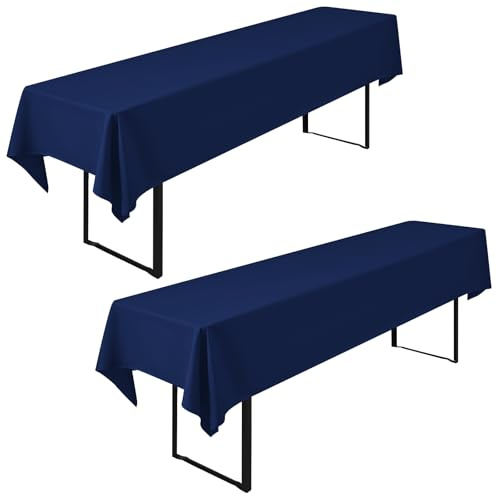2 Stück dunkelblauem Bier Tischdecke, 260 x 110 cm, Polyester -Tischdecke Bier Zelt -Set, waschbare rechteckige Tischtücher für Gartenpartys Geburtstagsfeier oder Grill (Marineblau)
