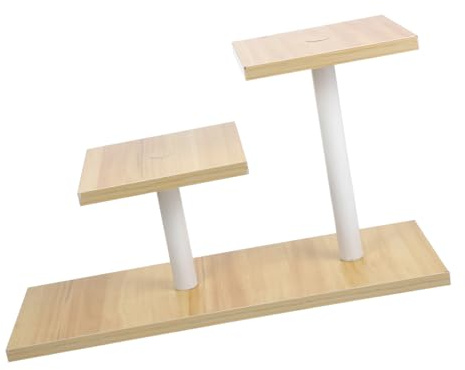 OFFSCH Supporto per Piante da Tavolo Ripiani in Stile Semplice Porta Vasi da Fiori per Interni Espositore per Bonsai e Piccoli Acquari Struttura Bianco e Ciliegio per Ufficio e Casa