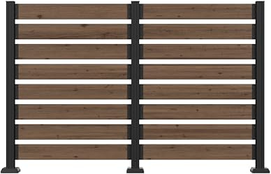 MUPATER 49” H×78” W Outdoor Privacy Screen Fence, No Dig Wooden Privacy Fence Panel for Hard Ground and Soil, 2 Way to Use, Privacy Wall with Aluminum Post, Air Conditioner Fence, Brown (2 Panels)