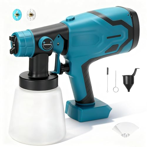 MidingChai Kabellos Farbsprühsystem, Lackierpistole für Makita 18V Akku, Farbsprühgerät 3 Sprühmodi, 800ML Farbsprühpistole mit 2 Messingdüsen, für Wände, Möbel, Zäune, Kunsthandwerk (ohne Akku)