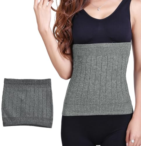 JAZOKA 1 Pcs Thermal Cashmere Knit Lumbar Warmer Lower Back Support Belt Brace Stomach Kidney Warmer Abdominal Binder Waist Trimmer Band Postpartum Belly Wrap
