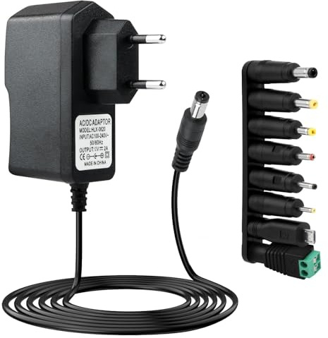 Adaptador 12V 2A Universal, Fuente Alimentacion CA 220V 230V a CC 12V 2000mA 1500mA 1000mA 500mA 5,5*2,1mm con 8 Conectores Transformador CA/CC 100-240v 50-60Hz para Tiras LED Cámaras CCTV Router TV | AC 220V 230V 12V to DC 2000mA 1500mA 1000mA 500mA 100-240V 50-60Hz para tiras LED CCTV cámara router teclados