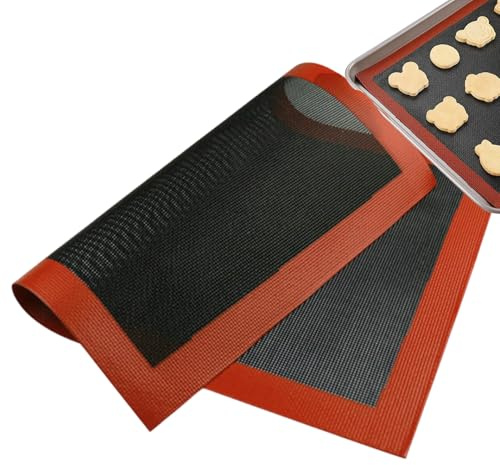 Silicone Baking Mat, Perforated Non-Stick Baking Tray 40 x 30 cm (60 g) and 40 x 60 cm (112 g) , Fibreglass Baking Mat for Biscuits, Puff Pastry, Bread