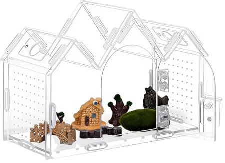 Kit de Terrario para Arañas Saltarinas,Terrario de Acrílico Transparente con Puertas Magnéticas - Recinto Grande para Araña Saltarina,para Gecko, Lagartija, Rana, Reptil, Serpiente, Mantis, Tortuga, D