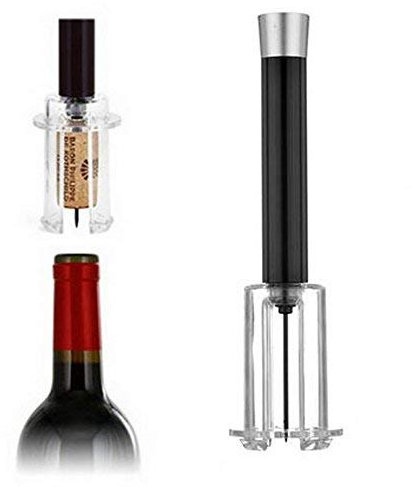 Air Pressure Corkscrew for Wine Amazingly Simple Opener with Foil Cutter Gift Set Lovers Pump Bottle Easy Cork Remover Openers Cutter, Opener, Corkscrew, (Black/Red) Black