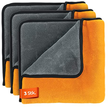 ADBL Puffy Towel Poliertuch 840GSM (3 STK.) - Ideal zum auspolieren von Wachsen - fusselfreies Premium Mikrofasertuch für die Auto & Motorrad Pflege - Autopflege Tuch | 41x41cm
