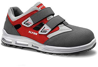 ELTEN Sicherheitsschuhe Travis XXT Grey-red Easy ESD S1, Damen und Herren, Textil, Kunststoffkappe (Leichter als Stahlkappe), leicht, sportlich 36, Grau-Rot