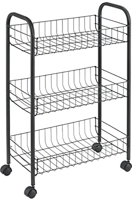 Lugano Lava Allzweckwagen 3 Etg. 41x23x63cm TouchTherm, Schwarz