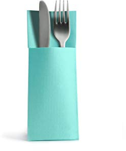 Alvotex Airlaid Lot de 50 Serviettes à Couverts, Aspect Tissu, jetables, de qualité supérieure, Bleu Menthe, 32 x 40 cm