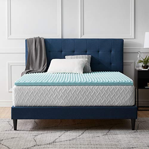 LUCID Sobrecolchón viscoelástico de 5 cm con partículas de gel; cubrecolchón ondulado, Topper 80x190 cm