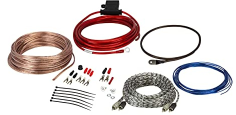 Scosche Install Centric ICAK10 Äkta 10-gauge hybrid OFC förstärkare/subwoofer-kabelsats, komplett 2-kanals bilförstärkare installationssats, tvinnade ljudkablar, högtalarkabel, inbyggd säkringshållare