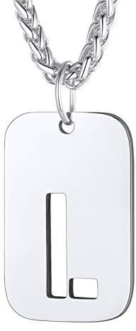 Bandmax Buchstaben Kette Herren Dog Tag Kette Damen Edelstahl Halskette mit Initiale Anhänger Weizenkette 55cm Kette Modeschmuck Accessoire