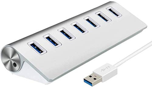 Herfair HUB USB 3.0 de 7 puertos, transferencia de datos de alta velocidad USB HUB 4 puertos de datos multiUSB, divisor de concentrador USB (puerto USB 7)