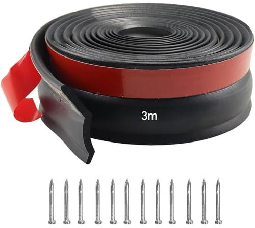 Universal Garage Door Seal 3m, Multipurpose Garage Door Rubber Seal Strip, Garage Bottom Seal Garage Draught Excluder with Nails