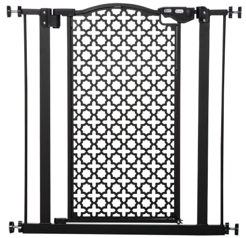 PawHut 74-80 cm Pressure Fit Safety Gate for Doorways Staircases | Dog Gate, Pet Barrier for Hallways, Auto Close, Double Locking