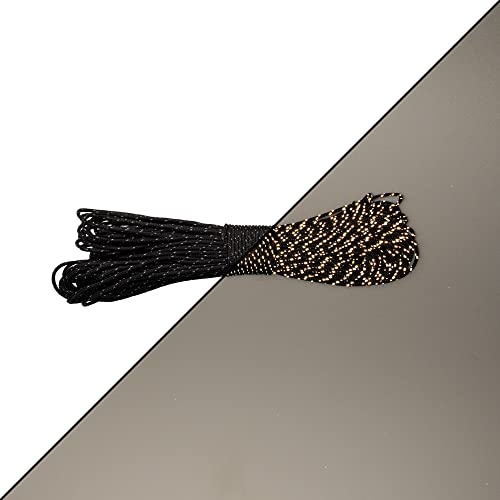 Paracord Planet – fluorescerande 1,75 mm reflekterande Guyline 95 paracord tältrep camping fallskärmsrep – svart – 19,8 m