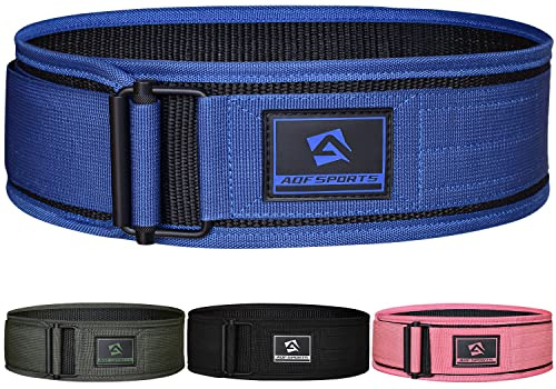 AQF Tyngdlyftningsbälte, 10.2cm Automatiskt Lås Nylon Viktlyftbälten För Funktionell Träning Kroppsbyggande, Kraftlyft, Dödlyft, Knäböj Tyngdlyftningsträning Bälte, Lyftstöd Män Kvinnor (M, Blå)