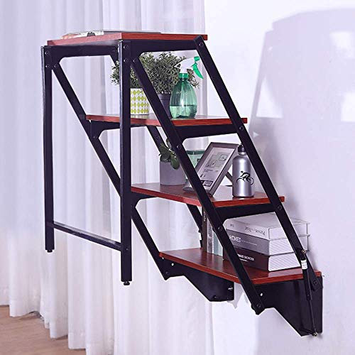 CHEWYNP Folding Table Wall-Mounted Drop-down Table Multifunctional Wall-Mounted Drop-down Table Wall-Mounted Wooden Computer Desk with Shelves (L123 and Folds; W65 cm) Wide Range of uses R