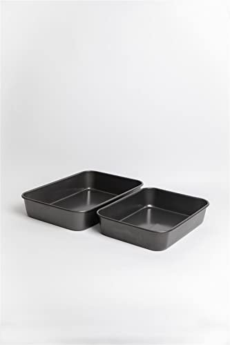 MasterClass Set of Non-Stick Large Roasting Pan, 39x28x7cm, 34x26x7cm