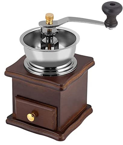 Vintage Classic Moulin à café manuel en bois Moulin à céréales à manivelle noyau en céramique poivre