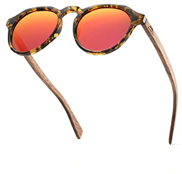 AMEXI Lunettes de Soleil Polarisées pour Homme et Femmes, Lunettes de Soleil en Bois,100% anti UV400,CN8048