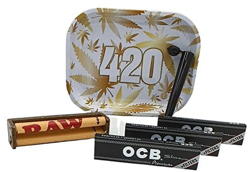 raupir Set OCB Papers + Tips mit 32 extra langen Zigarettenpapieren und 32 Filtertips RAW Drehmaschine Drehtablett Hülle Tube