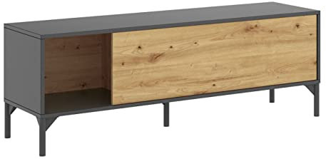 DEKIT GRUPO RIMOBEL LAK Mueble de TV bajo, Melamina, Grafito y Nordic, 45x133x39 cm