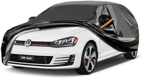 GUNHYI 7 Layers Hatchback Car Cover Waterproof Breathable, Heavy Duty Outdoor Car Cover Sun Rain Dust Protection With Zip, Universal Fit For Volkswagen Golf, Ford Focus, BMW 1 Series,etc. Black