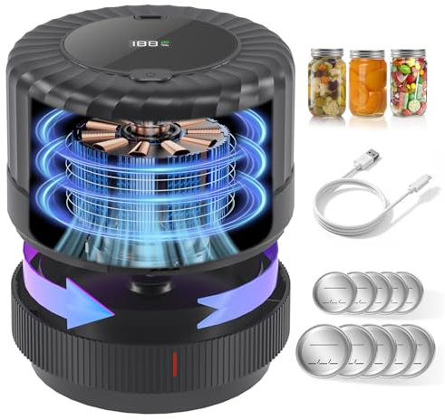 SelePow Electric-Mason-Jar-Vacuum-Sealer, Wide Mouth and Regular Mouth Mason Jars with LED Indicator for Food Storage and Fermentation, Black, VP06+