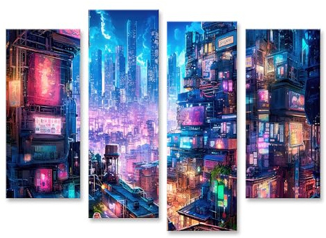 islandburner Bild auf Leinwand Konzept Lovely Anime Cyberpunk Stadt Gemälde Digital Nacht Generiert Bilder Wandbilder Poster