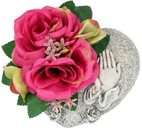 Gesteck aus Kunst-Rosen auf Herz Grabaufleger Rose Grabdeko Friedhofdeko Allerheiligen Blumen Trauerdeko Trauerschmuck Deko Kunstblumen Blumenschmuck Grabgestecke künstlich Kunstpflanze Grabschmuck