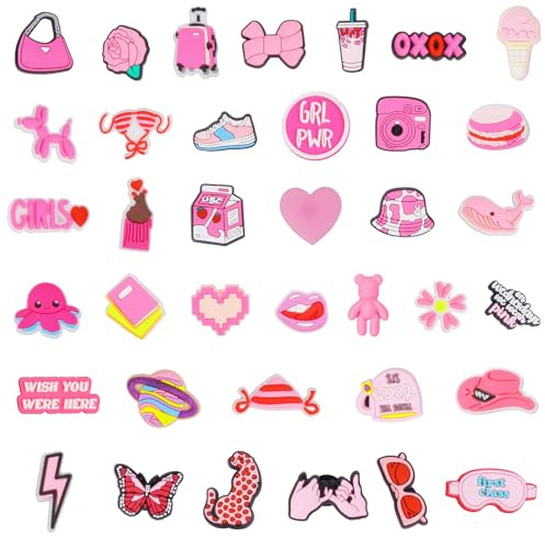 AUAUY skodekoration, Crocs-hänge för barn, blomma, hänge för Crocs, skoplugg, skodekoration, tillbehör för Crocs-armband, söta skodekorationer för flickor, pojkar och vuxna, Polyvinylklorid