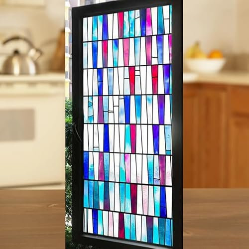 Sichtschutzfolie 3D Fensterfolie Glasdekorfolie PVC für Badezimmer Kinderzimmer Küche,Schlafzimmer Wohnzimmer Esszimmer Büro Hotels Klassenzimmer 44.5cmx300cmMehrfarbig