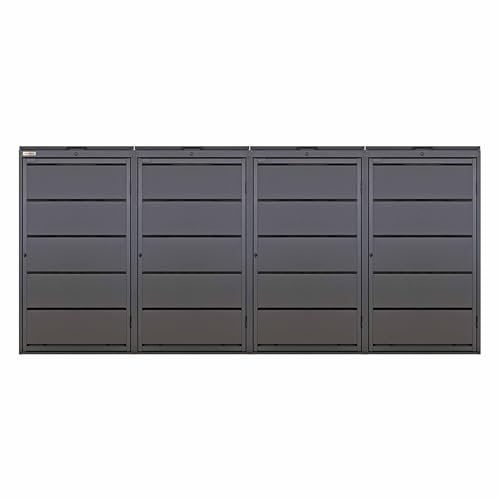 BIO Stefan Dagobert Mülltonnenbox 4er Set für 240 Liter Mülltonne | verzinkter Stahl | robuste Mülltonnenverkleidung | Müllbox, Müllhaus | verwendbar als Paketbox | Box für Mülltonnen | Anthrazit