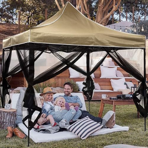 OKYUK Zanzariera per gazebo da esterni, universale, copertura per zanzariera, 4 pezzi, con chiusura lampo, per gazebo da 12 x 12 (solo zanzariera) (nero, 3,6 m x 3,6 m)