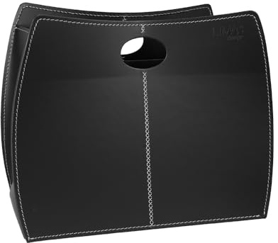 LIMAC Design VANDA Zeitungsständer modern aus Leder, Zeitschriftensammler, Originaler Zeitungskorb, Bücherkorb, für Zuhause, Büro, Hotel, Hergestellt in Italien. (Schwarz)
