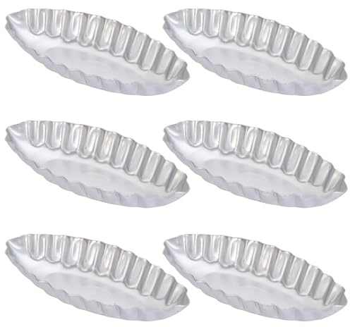 Amosfun Baking Mold Set Mini Cake Pans 12Pcs Non-Stick Aluminum Oval Tart Trays 1.18X3.94 Inch for Birthday Christmas Wedding DIY Baking