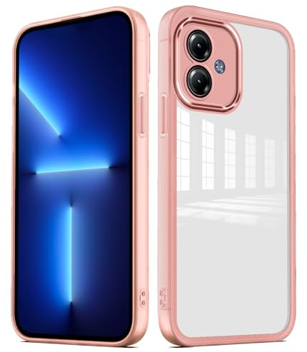 PanXCase Funda Transparente para Motorola Moto G14 - Carcasa Clear con Lens Protector Delgada Suave Protección Cámara Antichoque Antiarañazos Cover (Rosa)