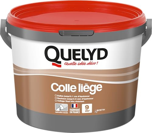 Quelyd Colle Liège Murale Pâte - Dalles et Rouleaux - Intérieur - Pièces Non-Humides - Application Murale Directe - Pot de 3 kg
